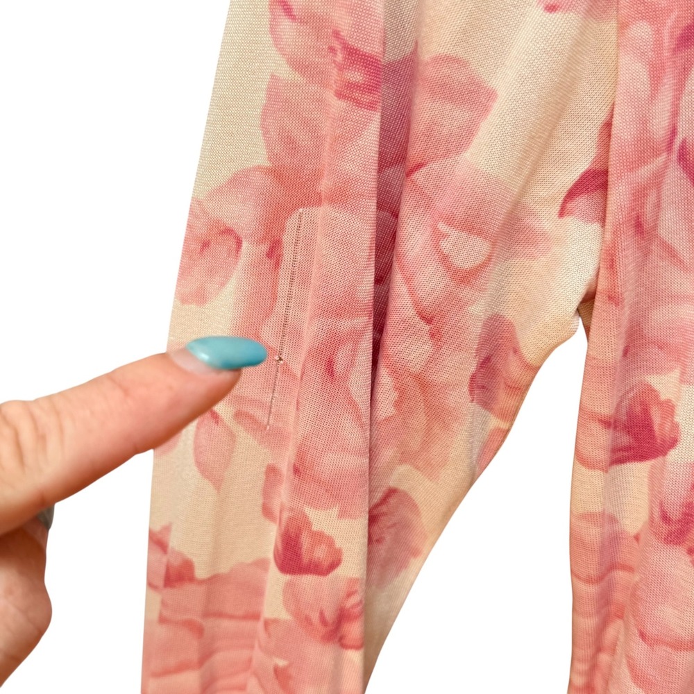 Vintage Banana Republic Blouse M Pink Rose Silk Tie Neck Floral Romantic Top - Picture 6 of 6
